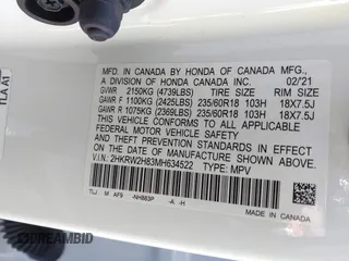 2021 Honda CR-V EX-L with VIN 2HKRW2H83MH634522, listed as a IAAI auction lot 41827080 with 17,217 mi miles. Bid and sale history available at carsss.com. Image 9.