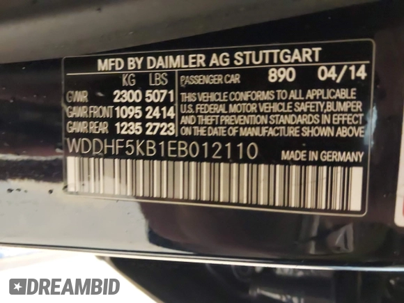 2014 Mercedes-Benz E 350 Sport with VIN WDDHF5KB1EB012110, listed as a IAAI auction lot 42318547 with Not provided miles and . Bid and sale history available at DreamBid. Image 9.