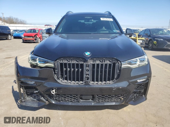 2021 BMW X7 M50i with VIN 5UXCX6C02M9E73795, listed as a Copart auction lot 48570195 with 46,624 mi miles and Salvage Title. Bid and sale history available at carsss.com. Image 5.