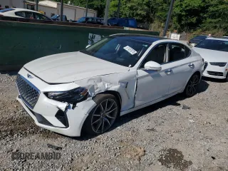 2021 Genesis G70 2.0T with VIN KMTG44LA8MU074703, listed as a Copart auction lot 57497075 with 49,407 mi miles and Salvage title. Bid and sale history available at DreamBid. Image 1.