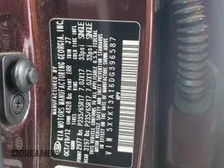 2013 Kia Sorento LX with VIN 5XYKT3A16DG396587, listed as a Copart auction lot 54019075 with 80,051 mi miles and Salvage title. Bid and sale history available at DreamBid. Image 14.