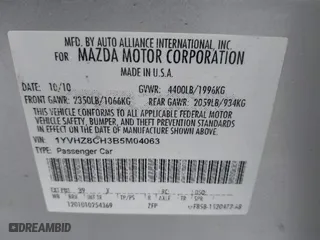 2011 Mazda Mazda6 i Touring with VIN 1YVHZ8CH3B5M04063, listed as a IAAI auction lot 41955922 with 151,409 mi miles. Bid and sale history available at carsss.com. Image 9.