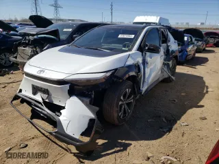 2023 Toyota bZ4X XLE with VIN JTMABACA4PA012665, listed as a Copart auction lot 47674964 with 21,844 mi miles and Salvage Title. Bid and sale history available at carsss.com. Image 1.