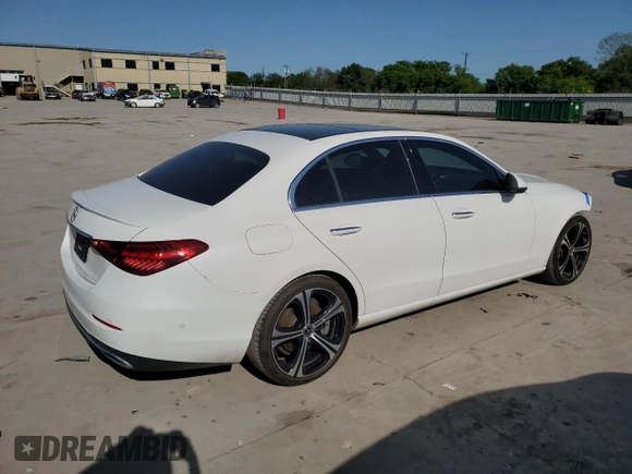 2023 Mercedes-Benz C 300 with VIN W1KAF4GB4PR070999, listed as a Copart auction lot 52295915 with 27,430 mi miles and Salvage Title. Bid and sale history available at carsss.com. Image 3.