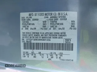 1998 Ford F-150 с VIN 1FTZF18W3WKB01356, выставлен на аукционе IAAI как лот 41718893 с пробегом 261 717 миль миль и . История ставок и продаж доступна на DreamBid. Изображение 9.