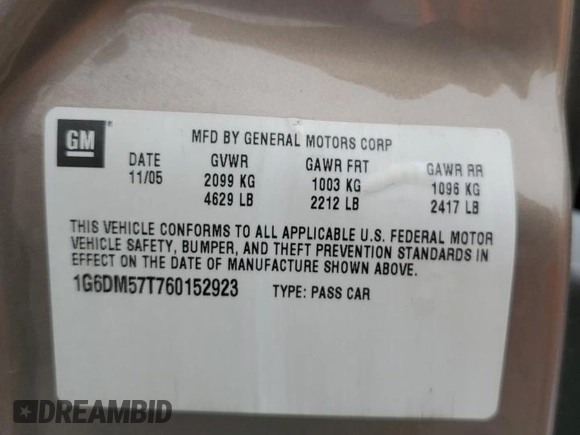 2006 Cadillac CTS with VIN 1G6DM57T760152923, listed as a Copart auction lot 48122565 with 0 mi miles and Salvage Title. Bid and sale history available at carsss.com. Image 13.