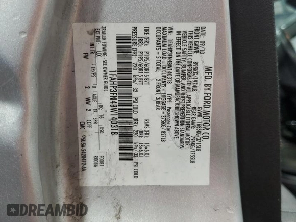 2011 Ford Focus SE with VIN 1FAHP3FN4BW140318, listed as a Copart auction lot 52341905 with 80,828 mi miles and Salvage Title. Bid and sale history available at carsss.com. Image 12.