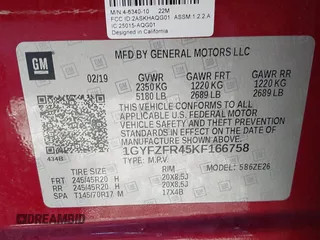 2019 Cadillac XT4 AWD Sport with VIN 1GYFZFR45KF166758, listed as a IAAI auction lot 41275920 with 78,972 mi miles. Bid and sale history available at carsss.com. Image 9.