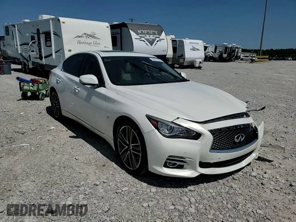2015 Infiniti Q50 Premium with VIN JN1BV7AR9FM392349, listed as a Copart auction lot 59121255 with 104,199 mi miles and Salvage title. Bid and sale history available at DreamBid. Image 14.