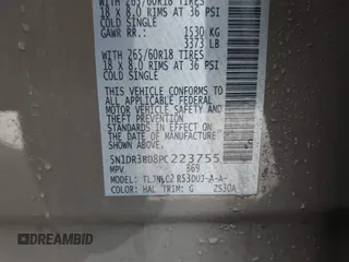 2023 Nissan Pathfinder SV z VIN 5N1DR3BD8PC223755, wystawiony jako IAAI lot #42077555 z przebiegiem 73 381 mil mil oraz . Historia ofert i sprzedaży dostępna na DreamBid. Obrazek 9.