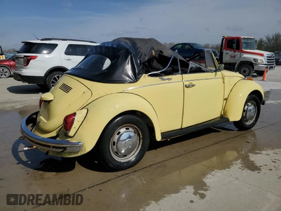 1972 Volkswagen Beetle with VIN 1522360640, listed as a Copart auction lot 50975555 with Not Provided miles and Salvage Title. Bid and sale history available at DreamBid. Image 3.