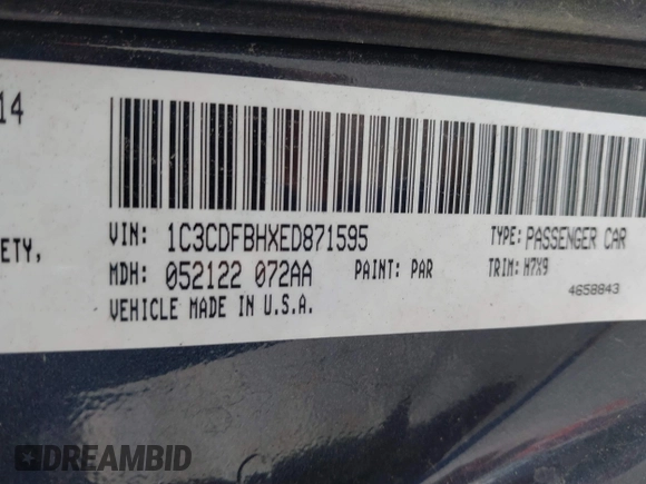 2014 Dodge Dart SXT with VIN 1C3CDFBHXED871595, listed as a IAAI auction lot 42215311 with 99,053 mi miles and . Bid and sale history available at carsss.com. Image 9.
