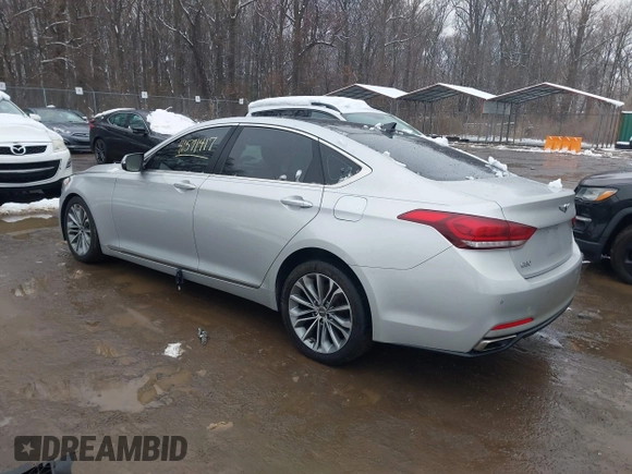 2017 Genesis G80 3.8L z VIN KMHGN4JE0HU203486, wystawiony jako IAAI lot #41571417 z przebiegiem 93 418 mil mil oraz . Historia ofert i sprzedaży dostępna na DreamBid. Obrazek 3.