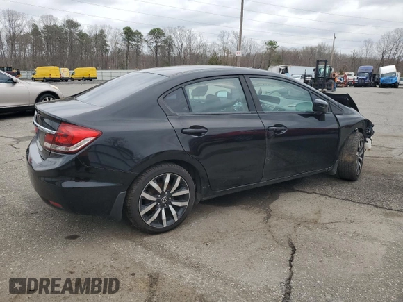2015 Honda Civic Sedan EX-L with VIN 2HGFB2F95FH500991, listed as a Copart auction lot 51666015 with 0 mi miles and Clean Title. Bid and sale history available at carsss.com. Image 3.