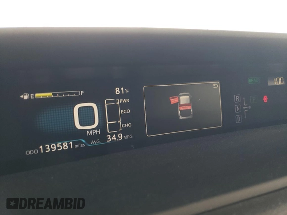 2017 Toyota Prius Two with VIN JTDKBRFU1H3561254, listed as a Copart auction lot 54859115 with 139,581 mi miles and Salvage Title. Bid and sale history available at DreamBid. Image 9.
