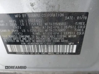 2019 Subaru Outback с VIN 4S4BSABC8K3288427, выставлен на аукционе IAAI как лот 42261344 с пробегом 73 327 миль миль и . История ставок и продаж доступна на DreamBid. Изображение 9.