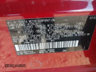 2007 Toyota RAV4 Limited with VIN JTMBK31V076027687, listed as a IAAI auction lot 41592704 with 247,113 mi miles. Bid and sale history available at carsss.com. Image 9.