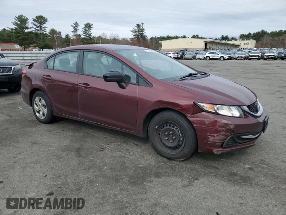 2014 Honda Civic Sedan LX with VIN 2HGFB2F5XEH500349, listed as a Copart auction lot 54086745 with 75,247 mi miles and Salvage Title. Bid and sale history available at carsss.com. Image 4.