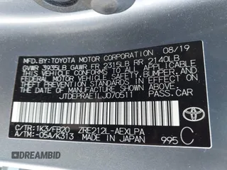 2020 Toyota Corolla LE with VIN JTDEPRAE1LJ070511, listed as a IAAI auction lot 42146468 with 60,884 mi miles and . Bid and sale history available at DreamBid. Image 9.