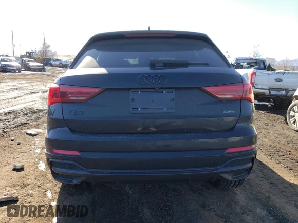 2022 Audi Q3 S line Premium Plus with VIN WA1EECF32N1144025, listed as a Copart auction lot 38752623 with 3,130 mi miles and . Bid and sale history available at DreamBid. Image 6.