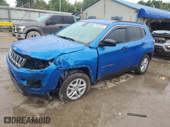 2020 Jeep Compass Sport z VIN 3C4NJCAB9LT246900, wystawiony jako Copart lot #60553325 z przebiegiem 89 386 mil mil oraz Szkoda całkowita • Salvage title. Historia ofert i sprzedaży dostępna na DreamBid. Obrazek 1.