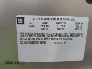 2003 Chevrolet Impala LS with VIN 2G1WH55K039109636, listed as a IAAI auction lot 42115109 with 110,629 mi miles and . Bid and sale history available at DreamBid. Image 9.