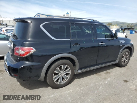 2019 Nissan Armada SL with VIN JN8AY2ND6K9092402, listed as a Copart auction lot 50261495 with 0 mi miles and Salvage Title. Bid and sale history available at carsss.com. Image 3.