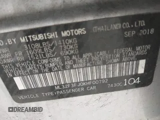 2019 Mitsubishi Mirage ES z VIN ML32F3FJ0KHF00792, wystawiony jako IAAI lot #42216324 z przebiegiem 83 341 mil mil oraz . Historia ofert i sprzedaży dostępna na DreamBid. Obrazek 9.