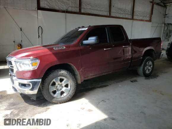 2019 Ram 1500 Big Horn with VIN 1C6SRFBT9KN915709, listed as a Copart auction lot 54867195 with 92,827 mi miles and Salvage title. Bid and sale history available at DreamBid. Image 1.
