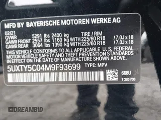 2021 BMW X3 xDrive30i z VIN 5UXTY5C04M9F93699, wystawiony jako IAAI lot #42069567 z przebiegiem 24 773 mil mil oraz . Historia ofert i sprzedaży dostępna na DreamBid. Obrazek 9.