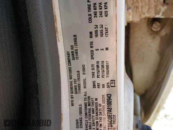 2010 GMC Canyon SLE1 with VIN 1GTDSCDE7A8100943, listed as a Copart auction lot 88820685 with 321,267 mi miles and Salvage Title. Bid and sale history available at carsss.com. Image 14.
