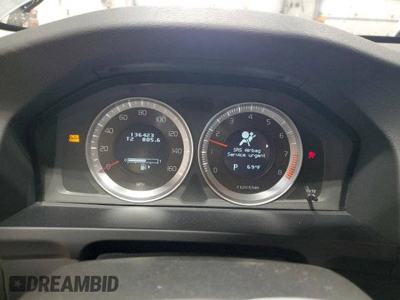 2012 Volvo S60 T6 with VIN YV1902FH7C2134944, listed as a Copart auction lot 48539105 with 136,423 mi miles and Salvage Title. Bid and sale history available at carsss.com. Image 9.