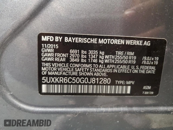 2016 BMW X5 xDrive50i with VIN 5UXKR6C50G0J81280, listed as a Copart auction lot 54184585 with 0 mi miles and Clean Title. Bid and sale history available at carsss.com. Image 13.