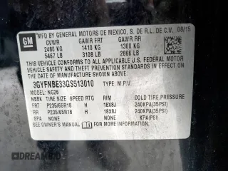 2016 Cadillac SRX Luxury Collection with VIN 3GYFNBE33GS513010, listed as a Copart auction lot 53452665 with 83,811 mi miles and Salvage title. Bid and sale history available at DreamBid. Image 14.