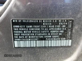 2014 Volkswagen Jetta SE with VIN 3VWD17AJ2EM322087, listed as a Copart auction lot 62571155 with 71,884 mi miles and Salvage title. Bid and sale history available at DreamBid. Image 12.