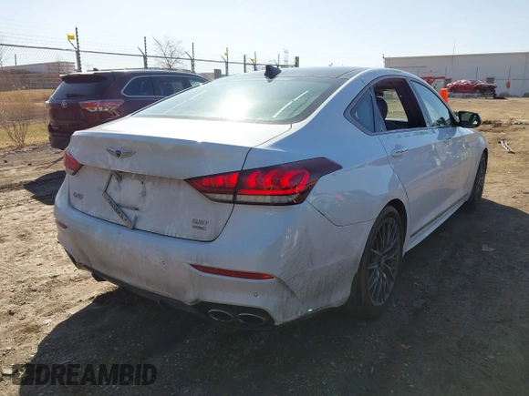 2018 Genesis G80 3.3T Sport with VIN KMHGN4JBXJU222333, listed as a IAAI auction lot 41815371 with 77,494 mi miles. Bid and sale history available at carsss.com. Image 4.