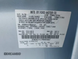 2009 Ford Flex SE z VIN 2FMDK51C19BA05667, wystawiony jako IAAI lot #41902926 z przebiegiem 140 173 mil mil oraz . Historia ofert i sprzedaży dostępna na DreamBid. Obrazek 9.