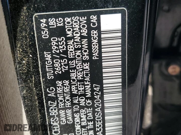 1995 Mercedes-Benz S 320 z VIN WDBGA33E0SA204247, wystawiony jako Copart lot #89249285 z przebiegiem Nie podano mil oraz Szkoda całkowita • Salvage title. Historia ofert i sprzedaży dostępna na DreamBid. Obrazek 12.