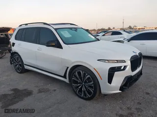 2024 BMW X7 M60i with VIN 5UX33EM06R9S83619, listed as a IAAI auction lot 41444610 with 29,509 mi miles. Bid and sale history available at carsss.com. Image 1.