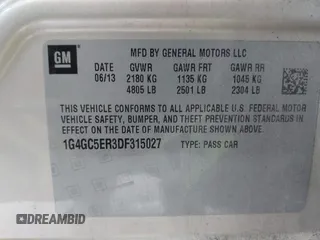 2013 Buick LaCrosse Leather с VIN 1G4GC5ER3DF315027, выставлен на аукционе IAAI как лот 42082413 с пробегом 141 385 миль миль и . История ставок и продаж доступна на DreamBid. Изображение 9.