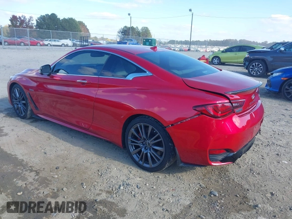 2017 Infiniti Q60 Red Sport 400 with VIN JN1FV7EK0HM610664, listed as a IAAI auction lot 40728910 with 89,817 mi miles and . Bid and sale history available at carsss.com. Image 3.