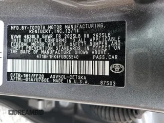 2015 Toyota Camry XLE with VIN 4T1BF1FK4FU905540, listed as a Copart auction lot 50868185 with 52,853 mi miles and Salvage Title. Bid and sale history available at carsss.com. Image 14.