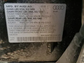 2018 Audi SQ5 Premium Plus with VIN WA1A4AFYXJ2098126, listed as a Copart auction lot 85902334 with 115,925 mi miles and Salvage Title. Bid and sale history available at carsss.com. Image 12.