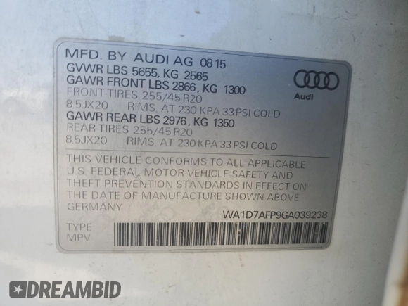 2016 Audi Q5 Premium Plus z VIN WA1D7AFP9GA039238, wystawiony jako Copart lot #50092905 z przebiegiem 102 778 mil mil oraz Tytuł czysty. Historia ofert i sprzedaży dostępna na DreamBid. Obrazek 15.