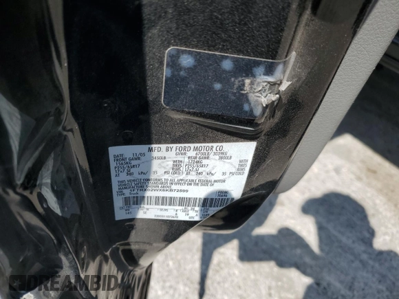 2006 Ford F-150 STX with VIN 1FTRX02WX6KB72599, listed as a Copart auction lot 58015195 with 260,572 mi miles and Salvage title. Bid and sale history available at DreamBid. Image 12.