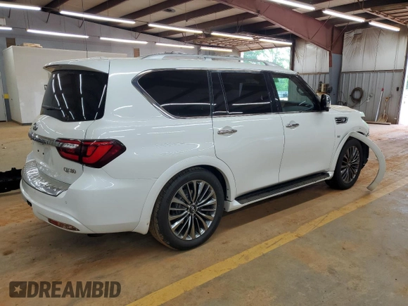 2019 Infiniti QX80 Luxe with VIN JN8AZ2NC0K9460111, listed as a Copart auction lot 53490725 with 148,061 mi miles and Salvage Title. Bid and sale history available at DreamBid. Image 3.