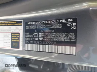 2020 Mercedes-Benz C 300 with VIN 55SWF8DB0LU322984, listed as a IAAI auction lot 40744235 with 41,191 mi miles and . Bid and sale history available at carsss.com. Image 9.