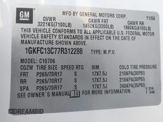 2007 GMC Yukon SLE w/3SA with VIN 1GKFC13C77R312288, listed as a IAAI auction lot 41970782 with 187,968 mi miles. Bid and sale history available at carsss.com. Image 9.
