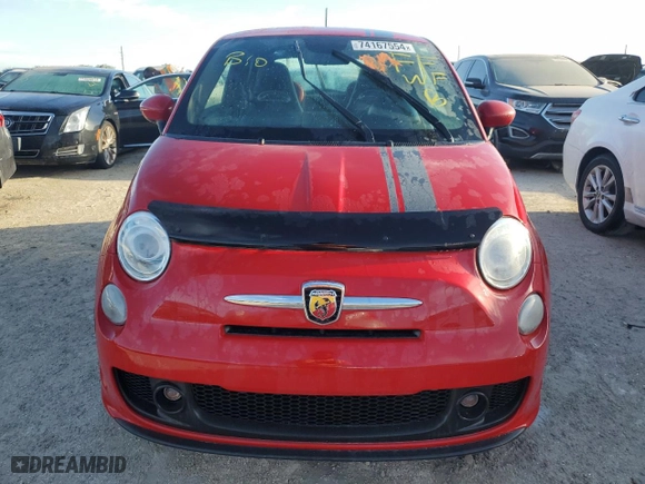 2015 FIAT 500 Abarth with VIN 3C3CFFFH7FT502497, listed as a Copart auction lot 74167554 with 0 mi miles and Salvage Title. Bid and sale history available at carsss.com. Image 5.