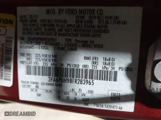 2015 Ford Fusion SE with VIN 3FA6P0H98FR283965, listed as a IAAI auction lot 41828009 with 122,217 mi miles. Bid and sale history available at carsss.com. Image 9.
